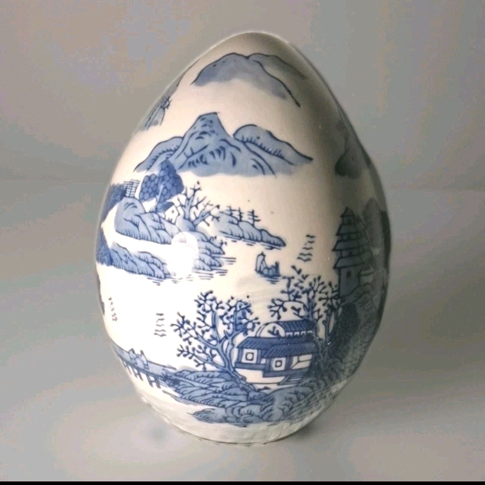 Blue and White Ceramic Art Piece